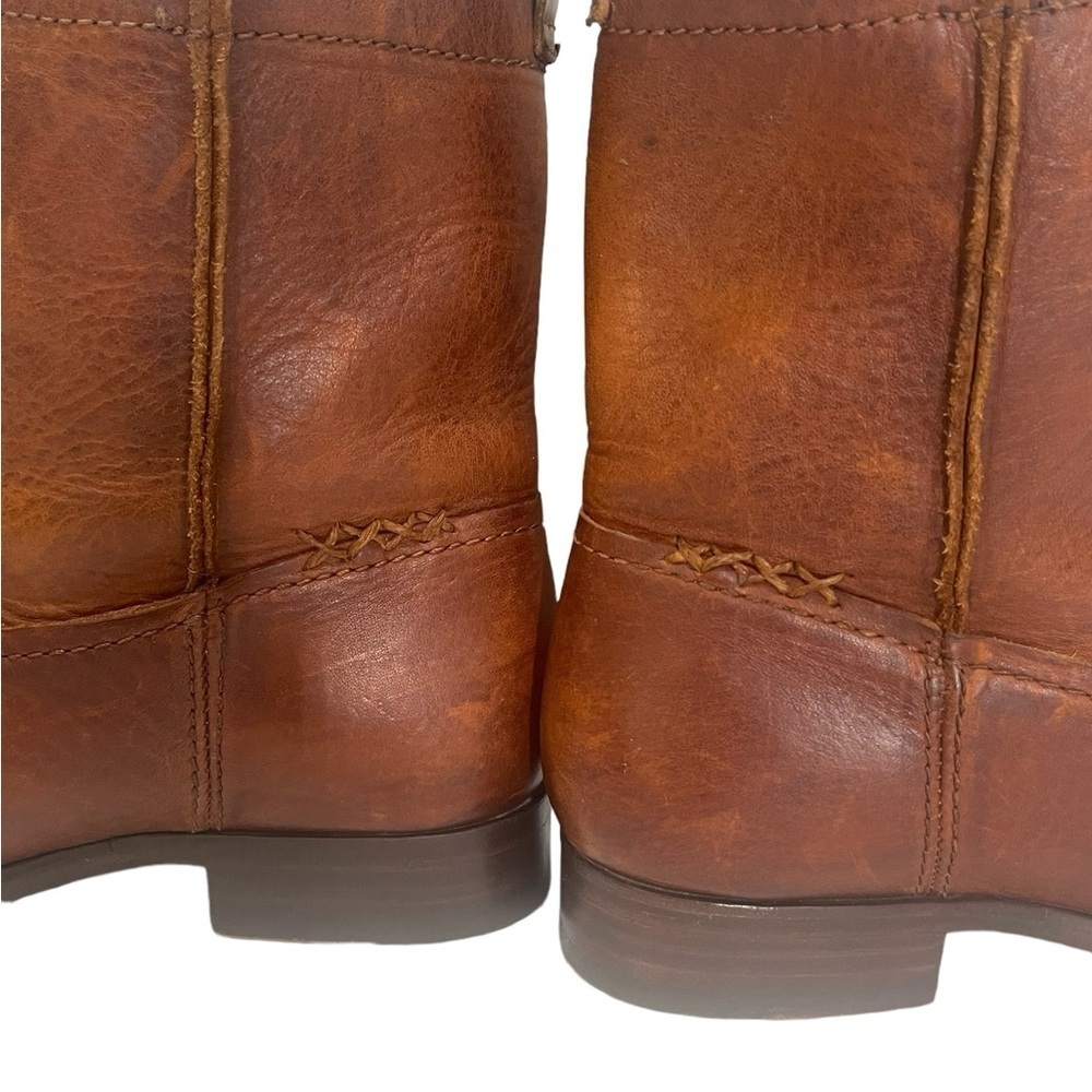 Frye Cara Short Women's Cognac Brown Leather Ankle Boot Pull On Size 8 B - Picture 9 of 14
